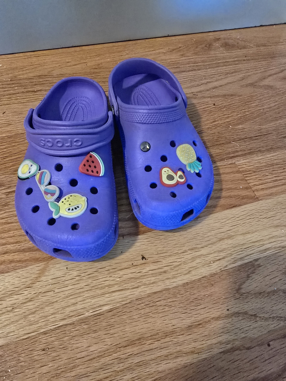 CROCS Purple Kids Clogs with Fruit Charms